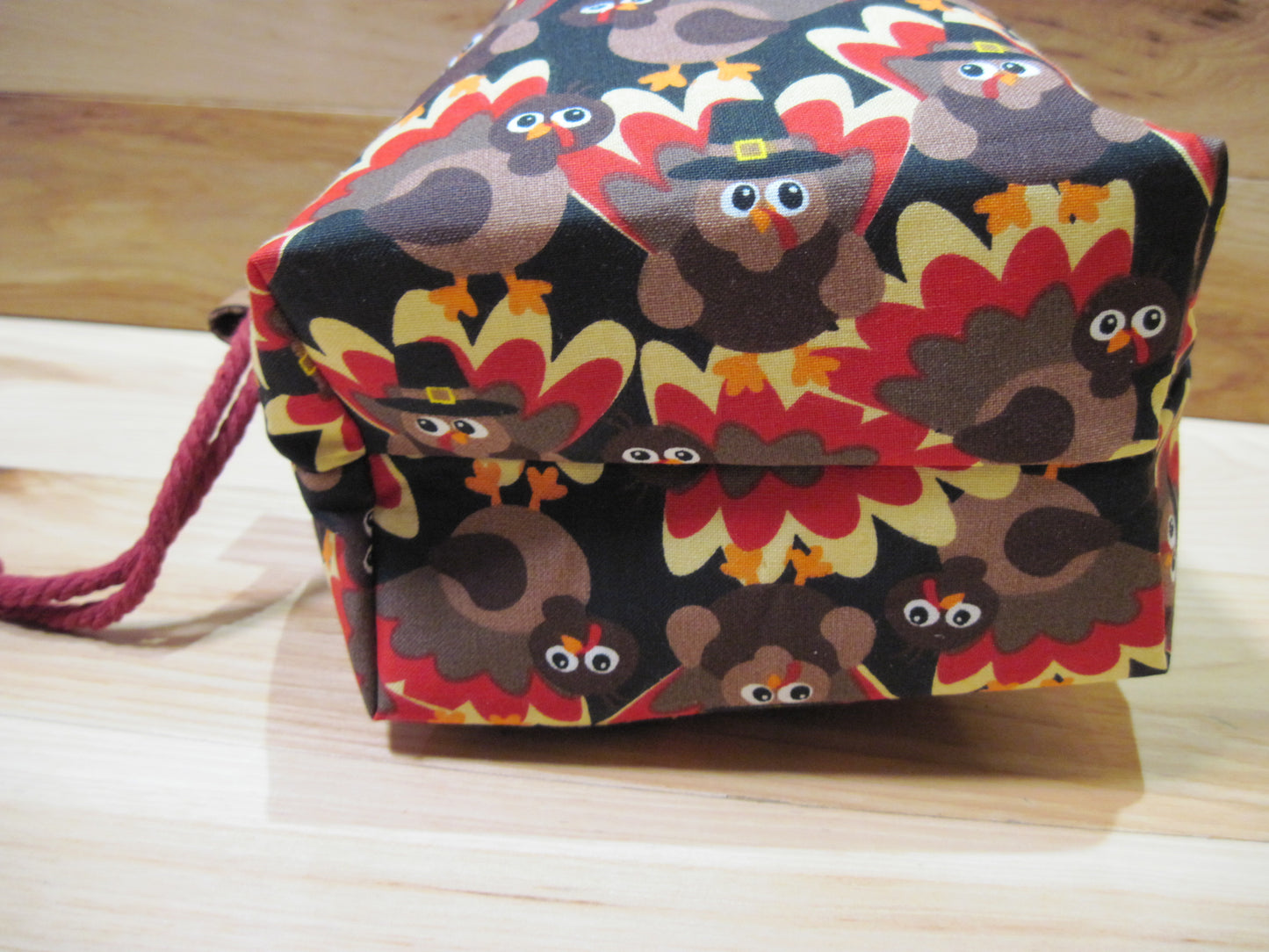 Small Drawstring ~ Turkey w/ "gobble gobble" ~ Project bag
