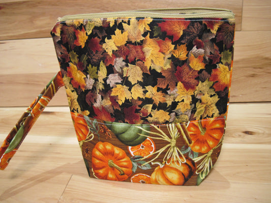 Small Leave & Pumpkins Project Bag