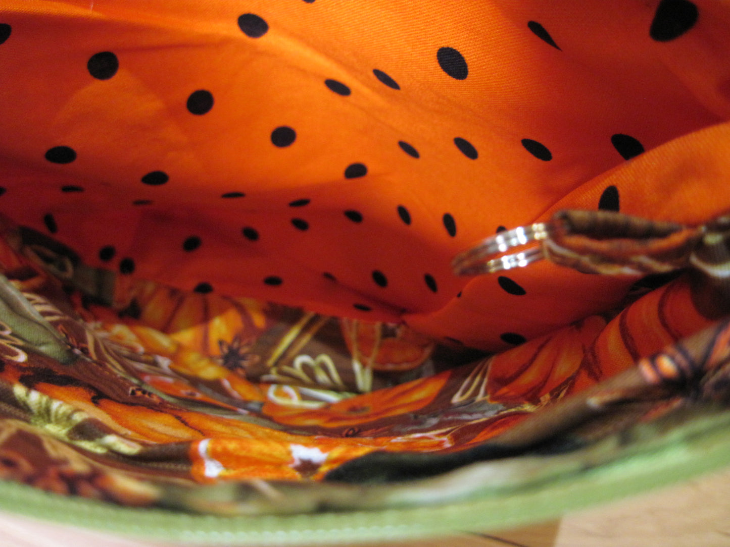 Small Pumpkin with Orange & black polka dots project bag