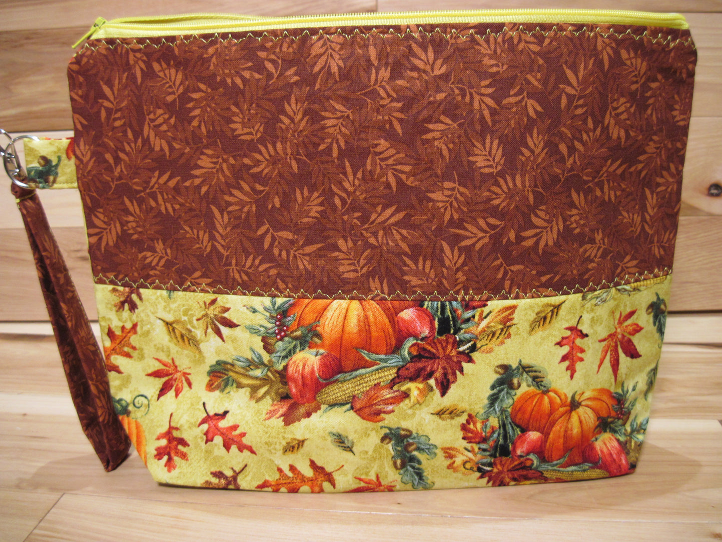 Medium Leaves & Pumpkins with Burnt orange/brown project bag