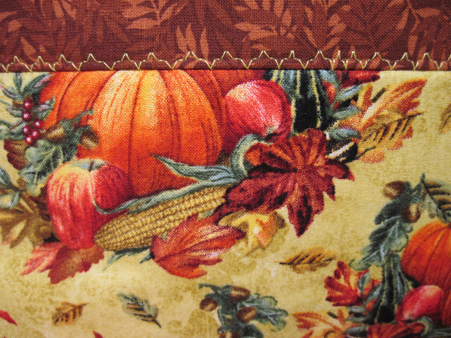 Medium Leaves & Pumpkins with Burnt orange/brown project bag