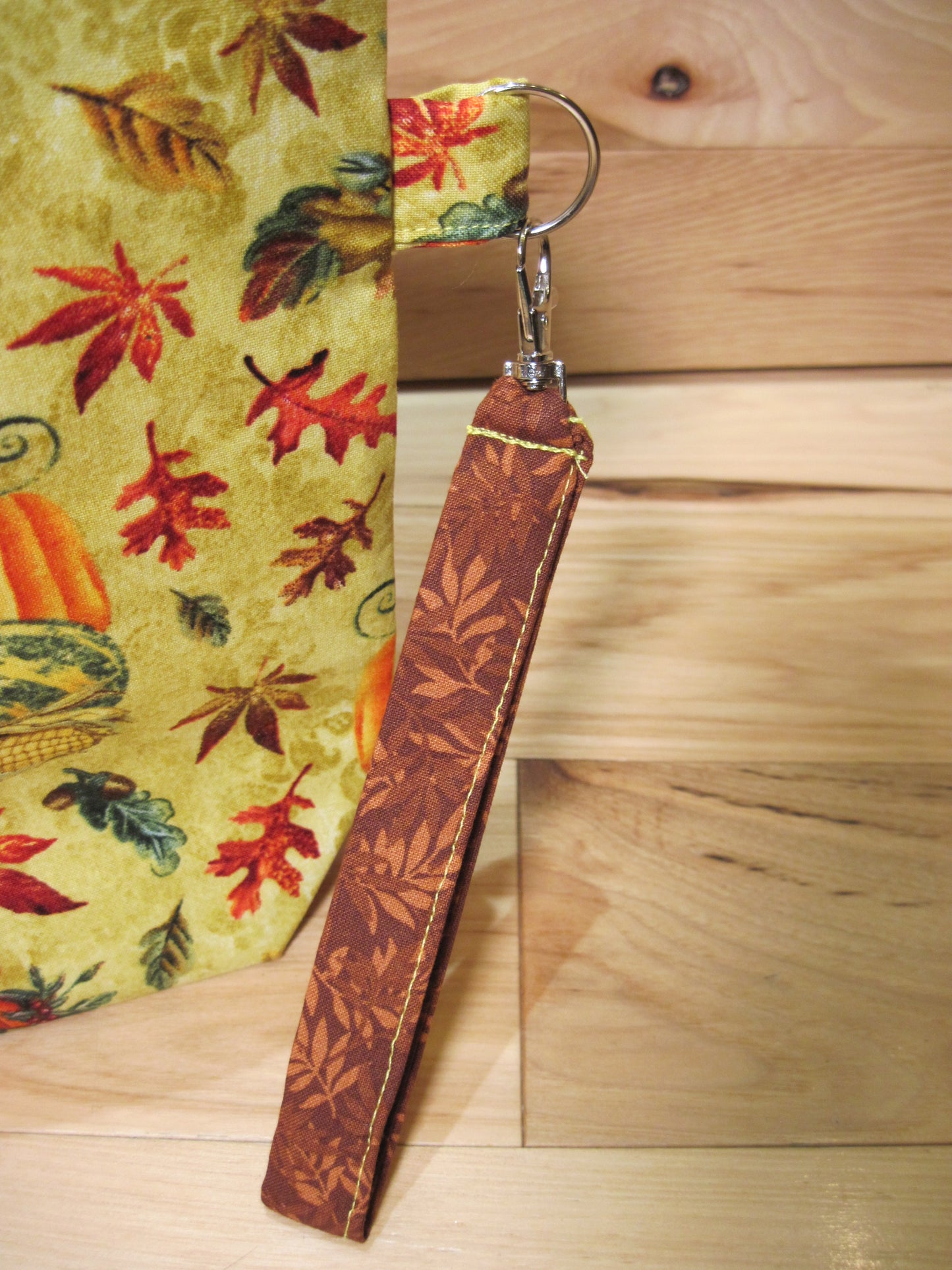 Medium Leaves & Pumpkins with Burnt orange/brown project bag