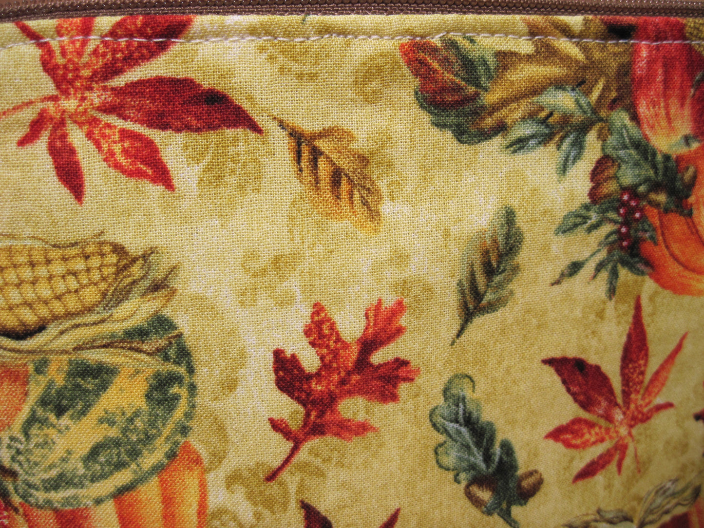 Medium Pumpkins & Leaves with inside pocket Project bag