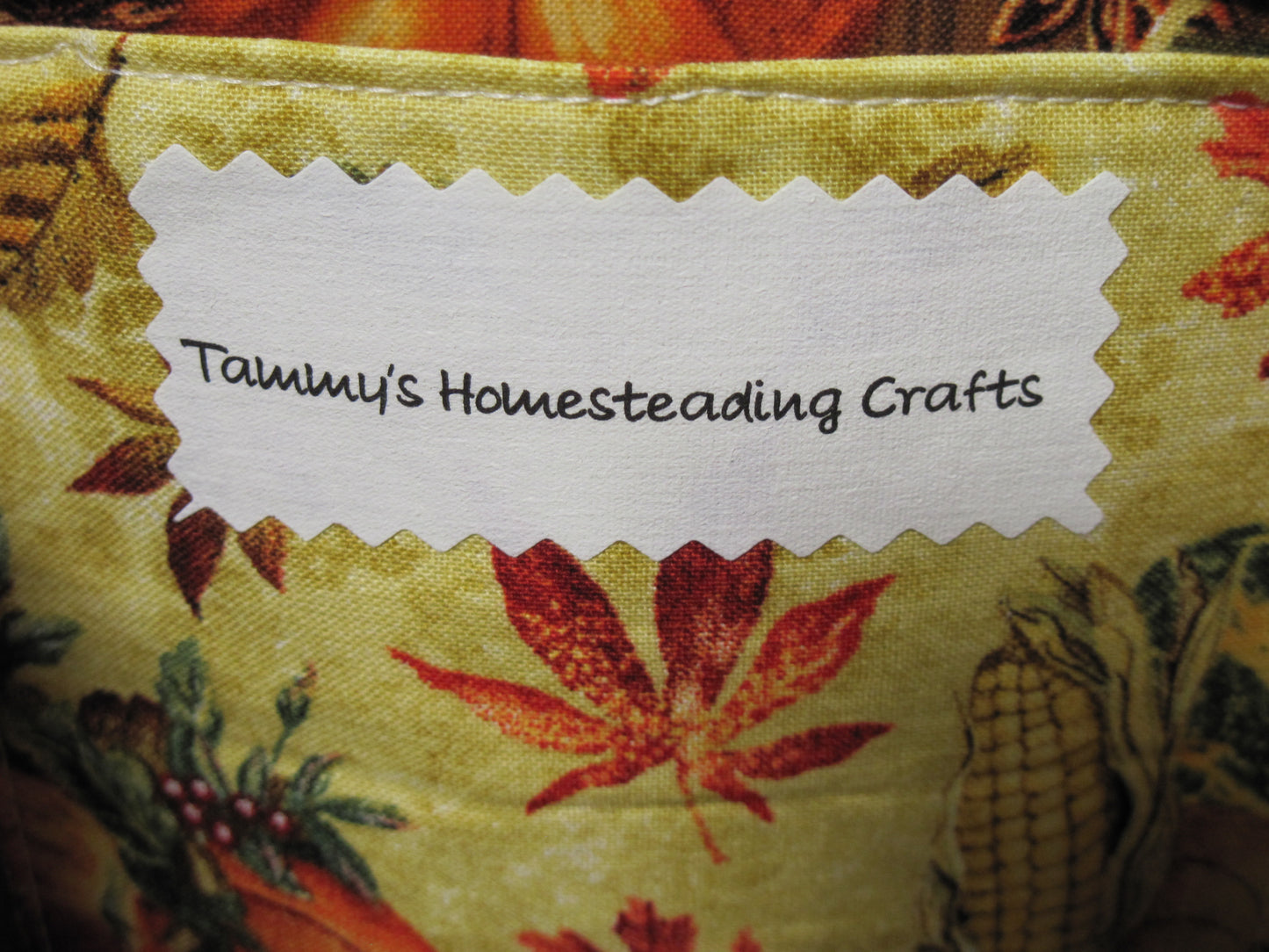 Medium Pumpkins & Leaves with inside pocket Project bag