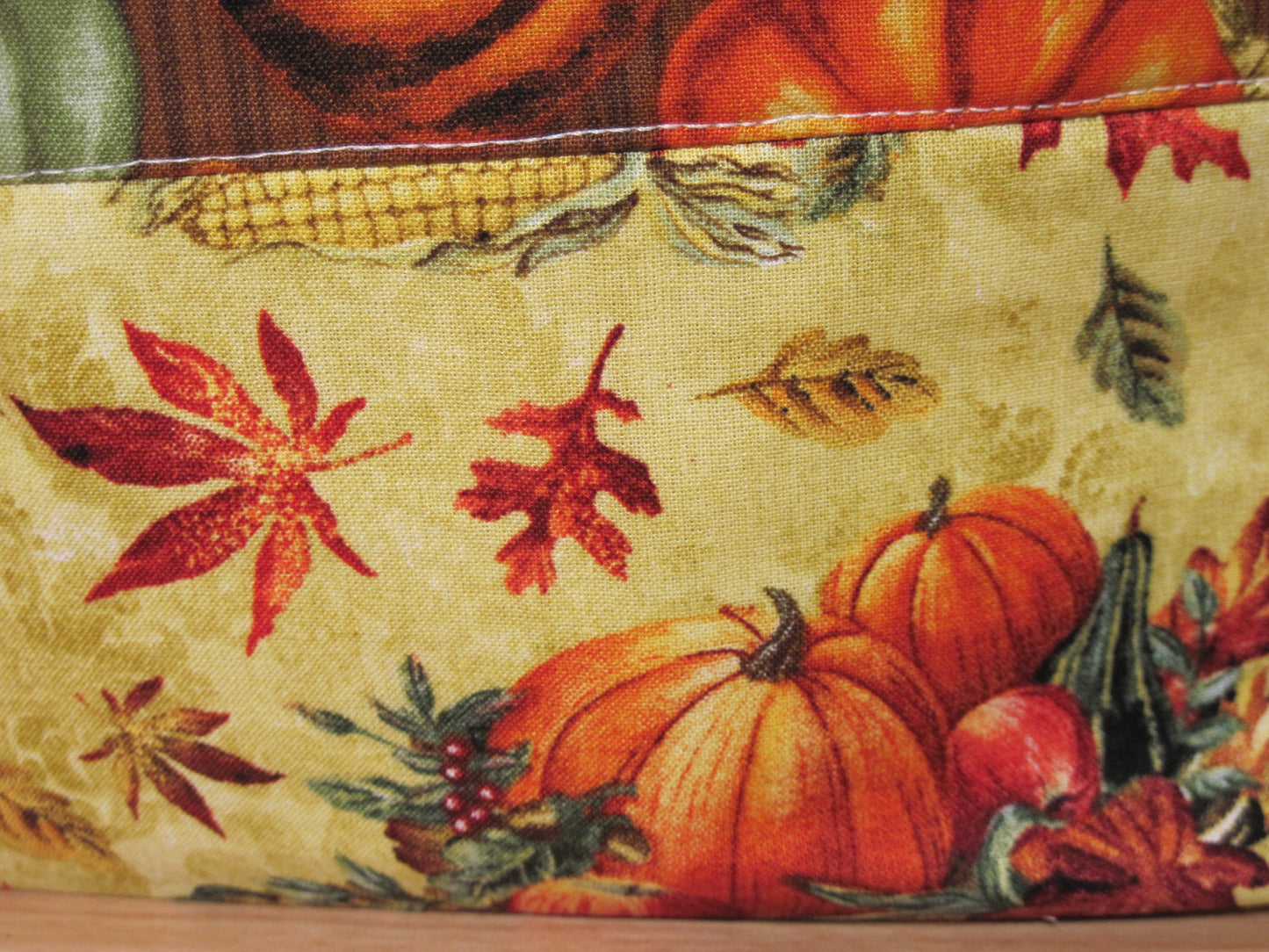 Medium Pumpkin & Leaves with inside pocket project bag