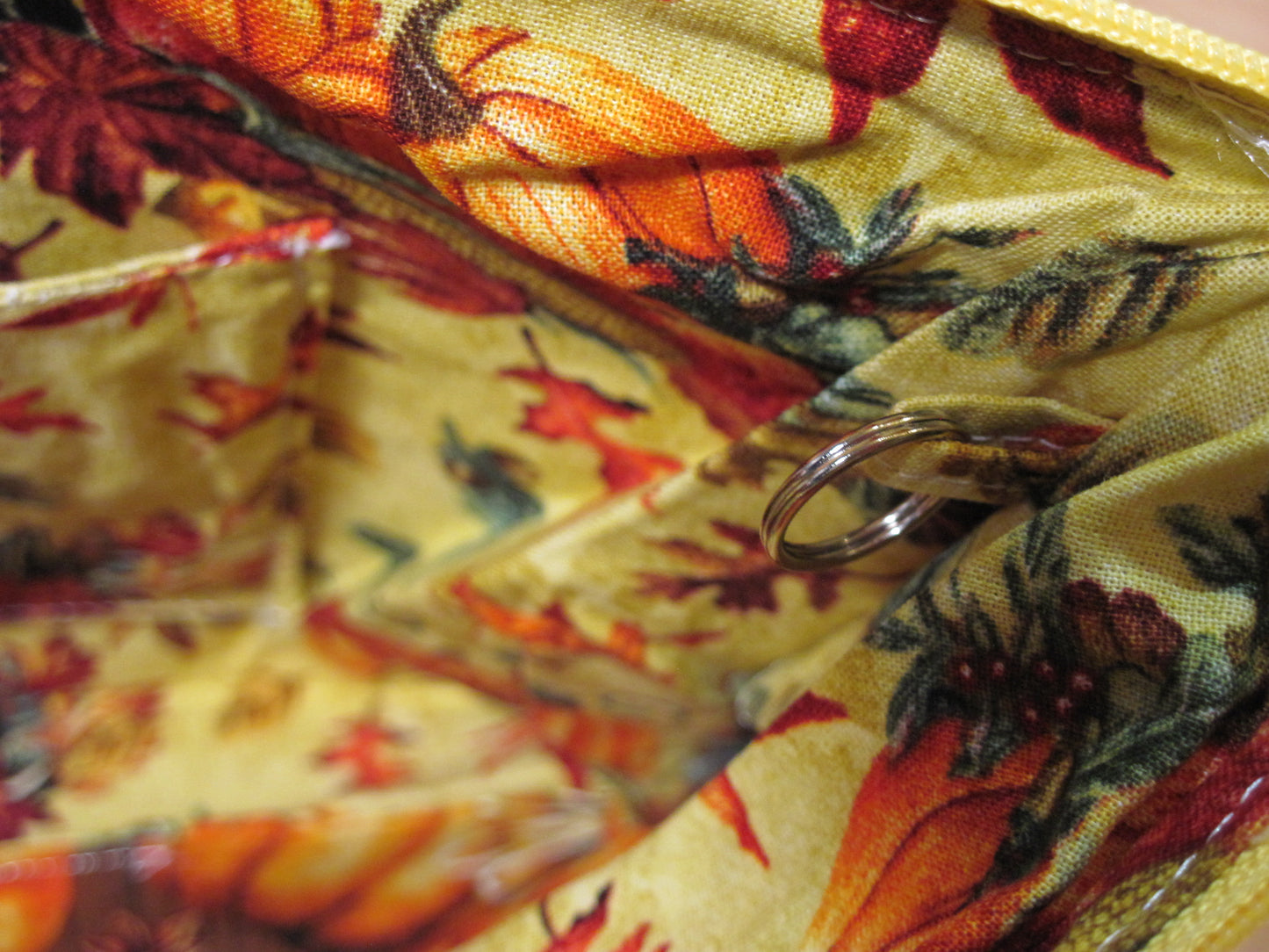 Medium Pumpkin & Leaves with inside pocket project bag