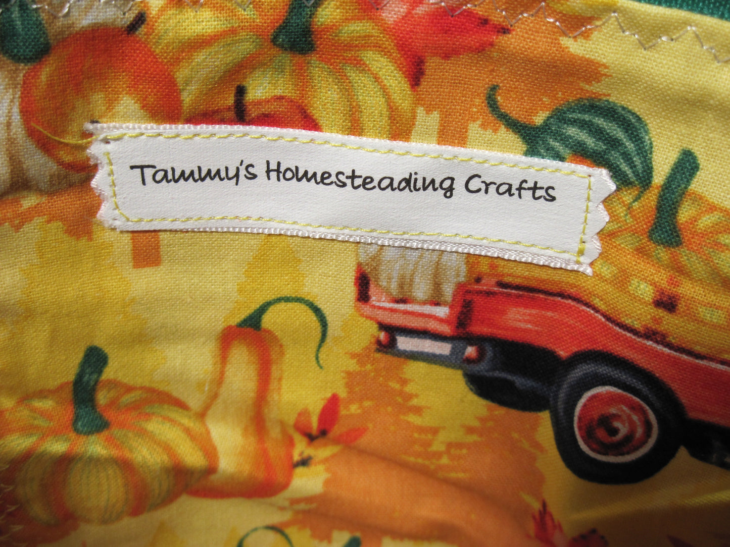 Medium Red Truck with leaves Project bag