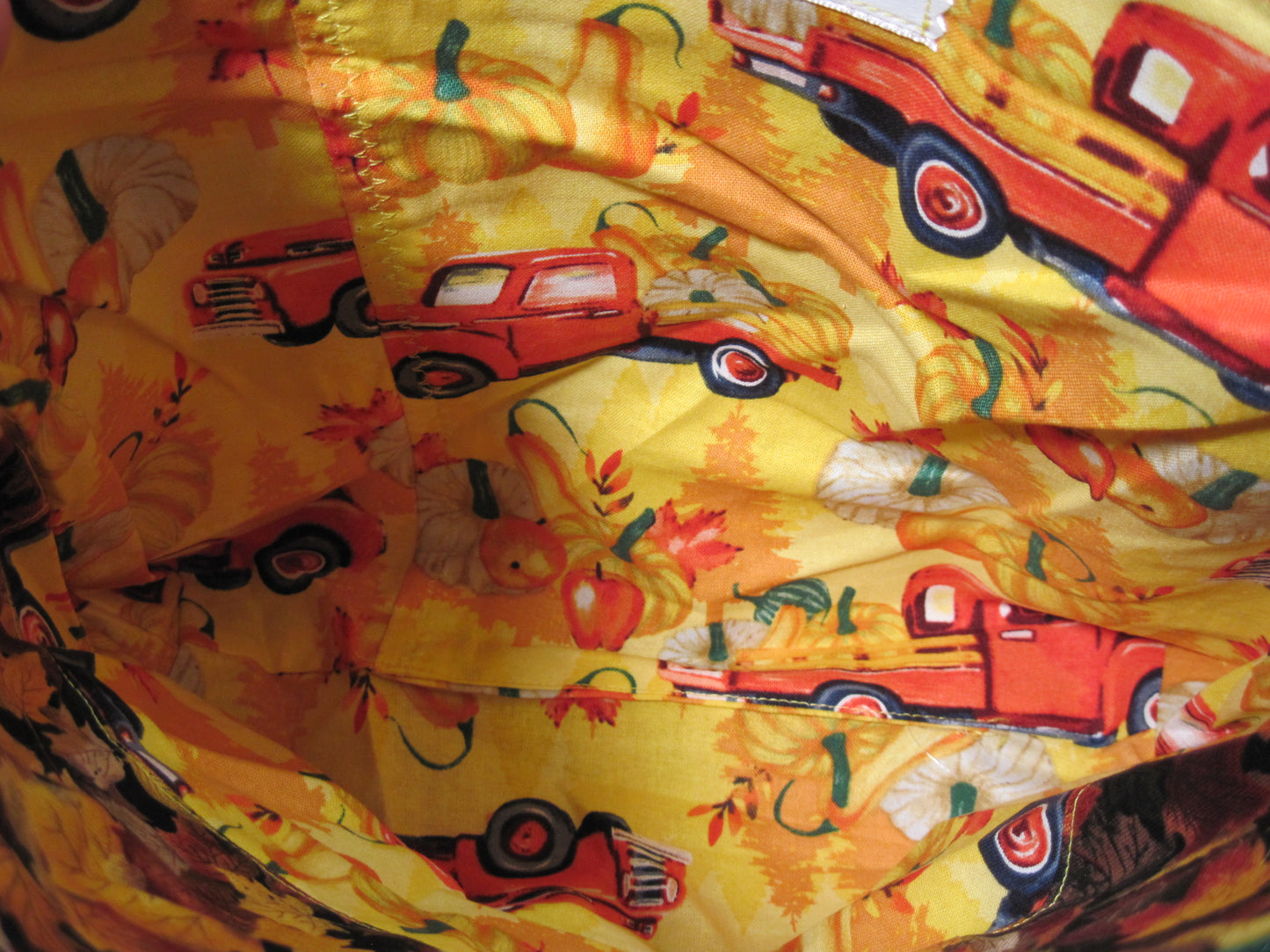 Medium Red Truck with leaves Project bag