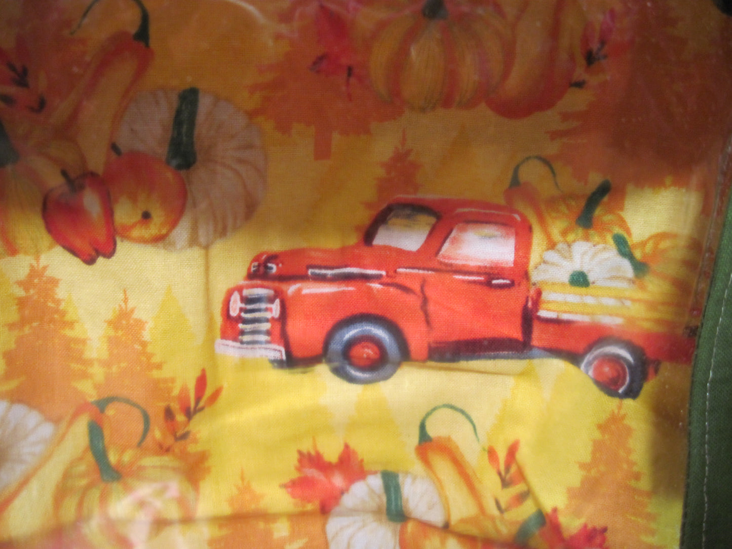 Medium Window Plaid/Green with Red Truck project bag