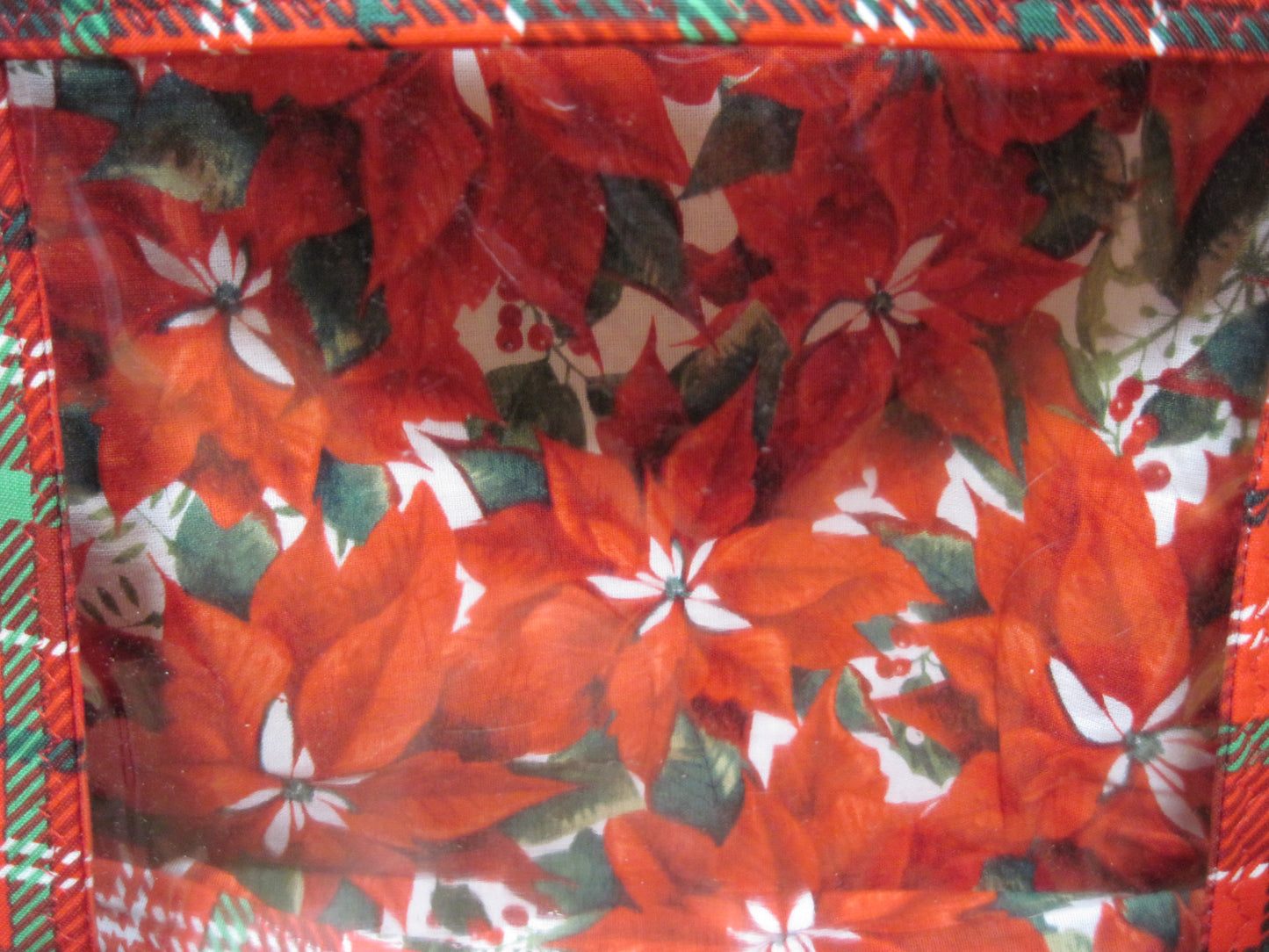 Medium Windows Plaid with Poinsettia project bag