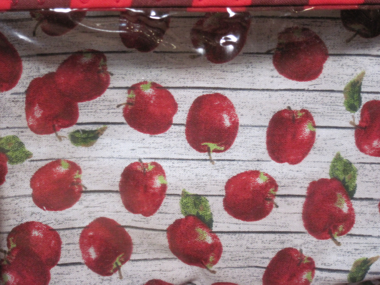 Medium Window Apple with Red/Black Plaid green zipper project bag