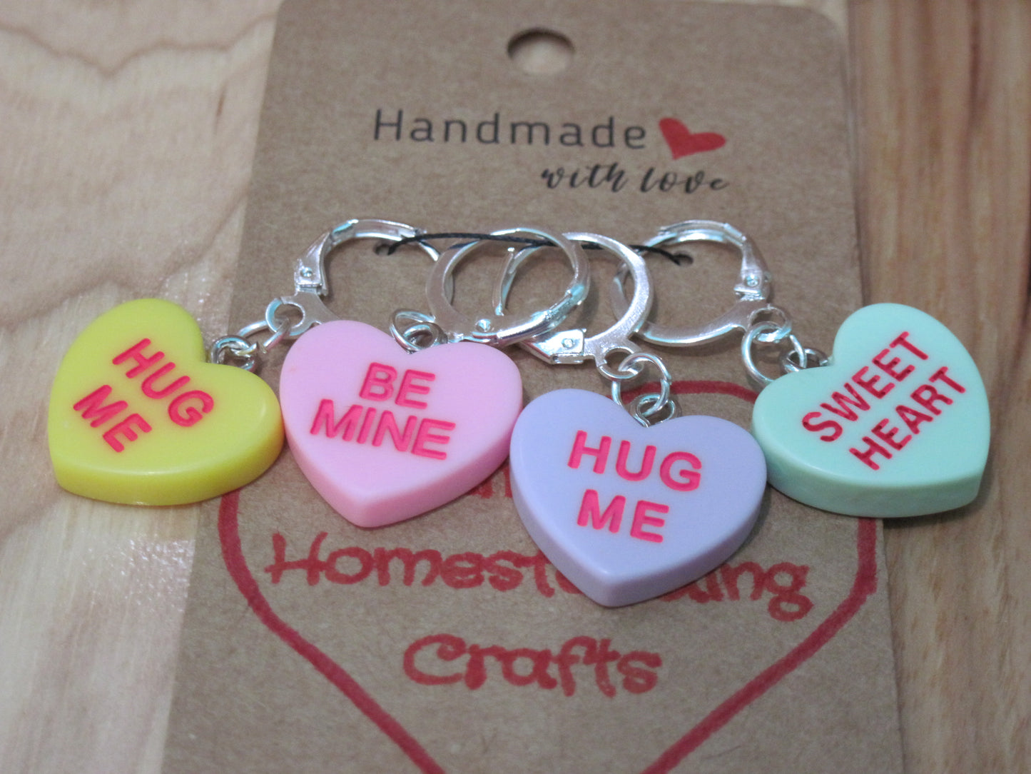 4- Conversation Hearts- stitch markers/ progress keepers
