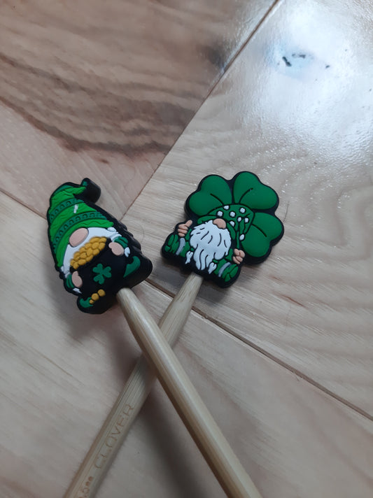 St. Patrick's Day Gnomes w/ gold & shamrock ~ stitch stoppers