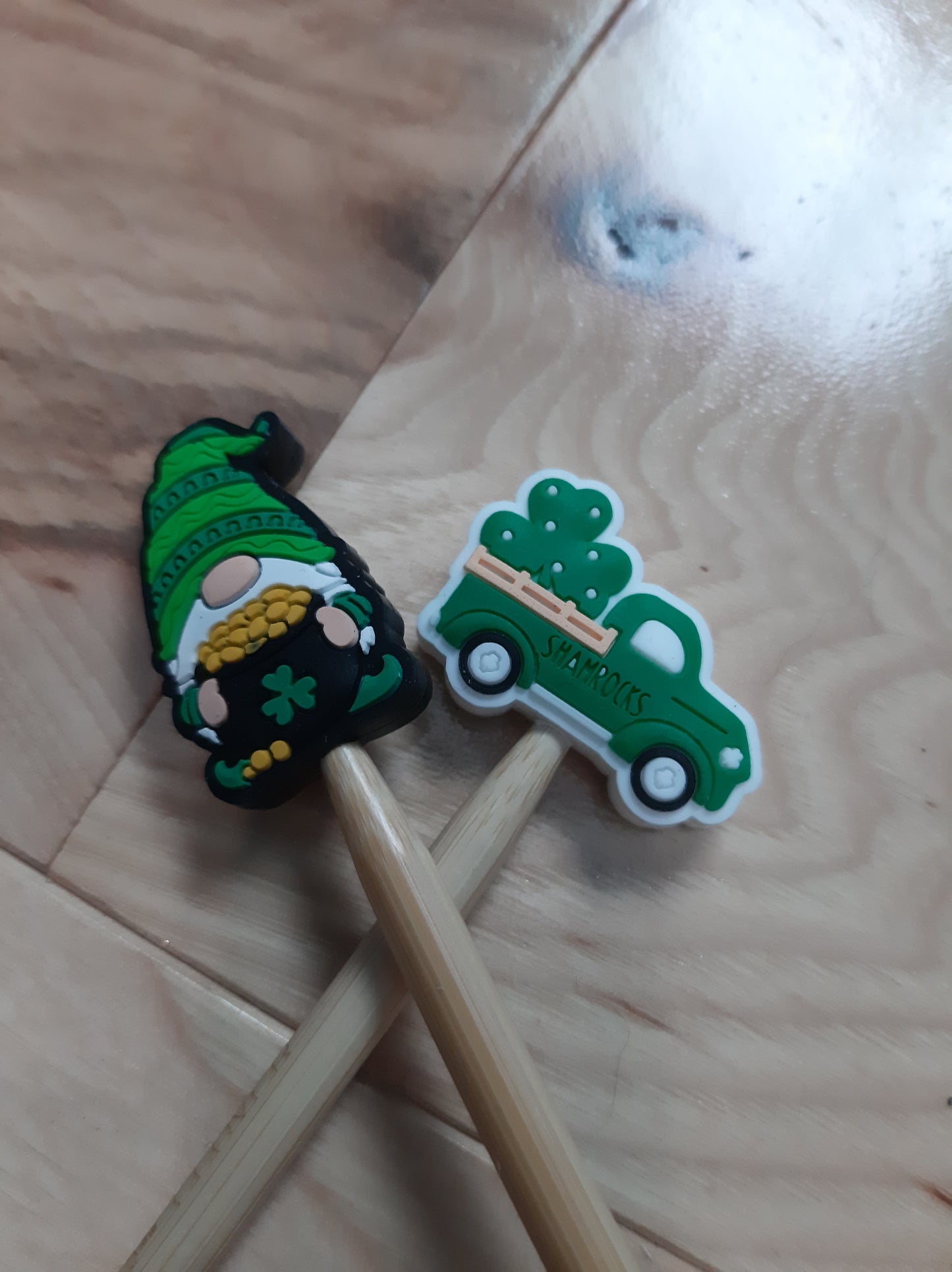 St. Patrick's Day Gnome w/ gold & Truck ~ stitch stoppers