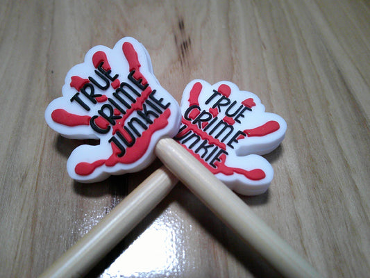 True Crime Junkie handprint ~ stitch stoppers