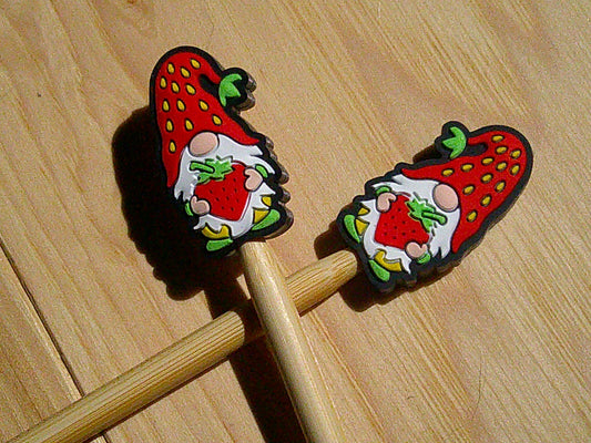 Gnome holding a strawberry ~ stitch stoppers