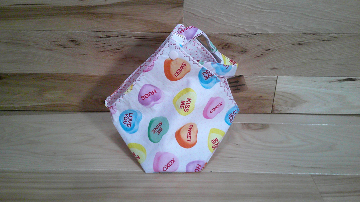 Bright colored Conversation hearts ~ project bags