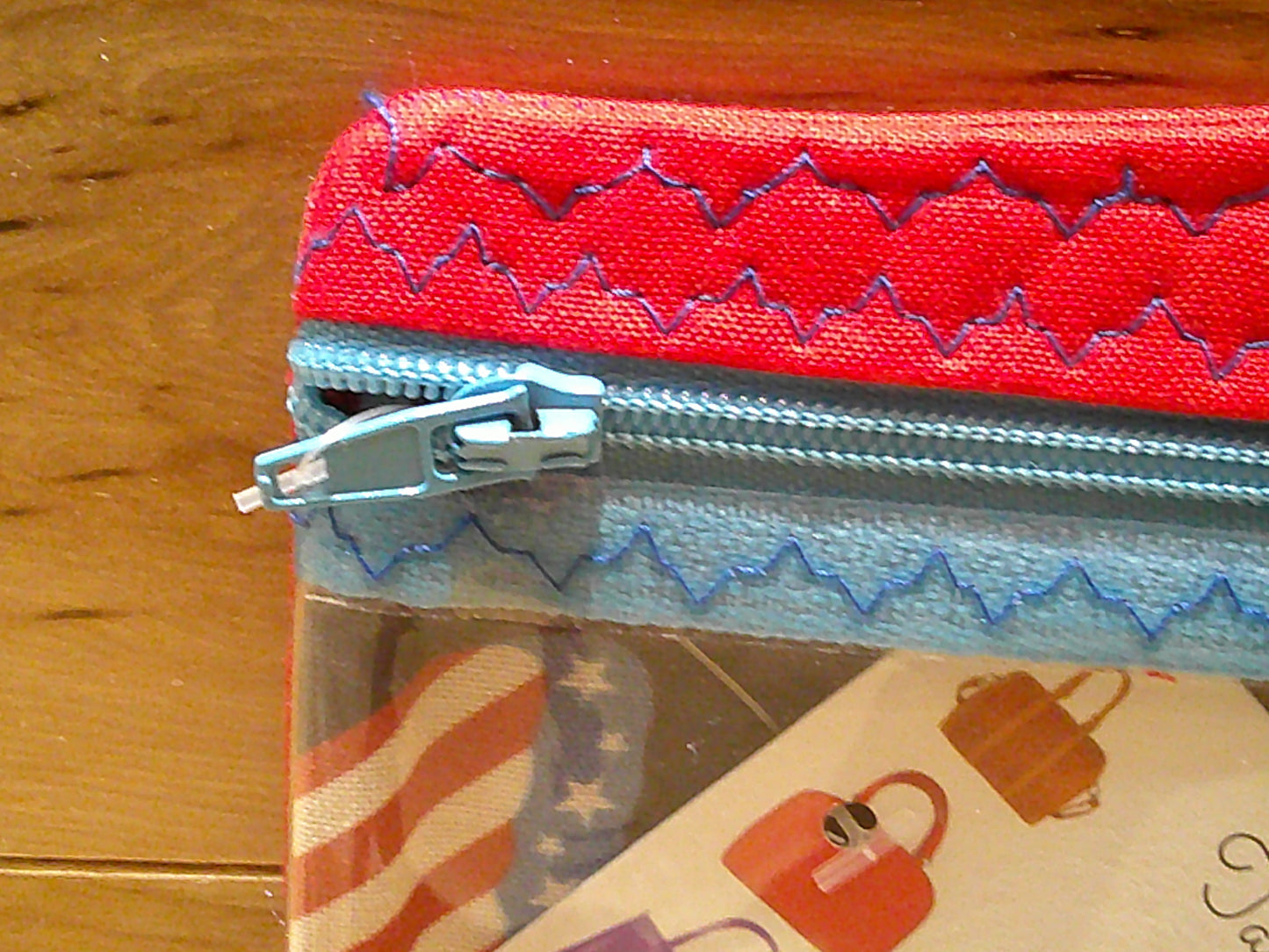 Notion's bag ~ Patriotic Butterflies~ w/ light blue zipper ~ red back