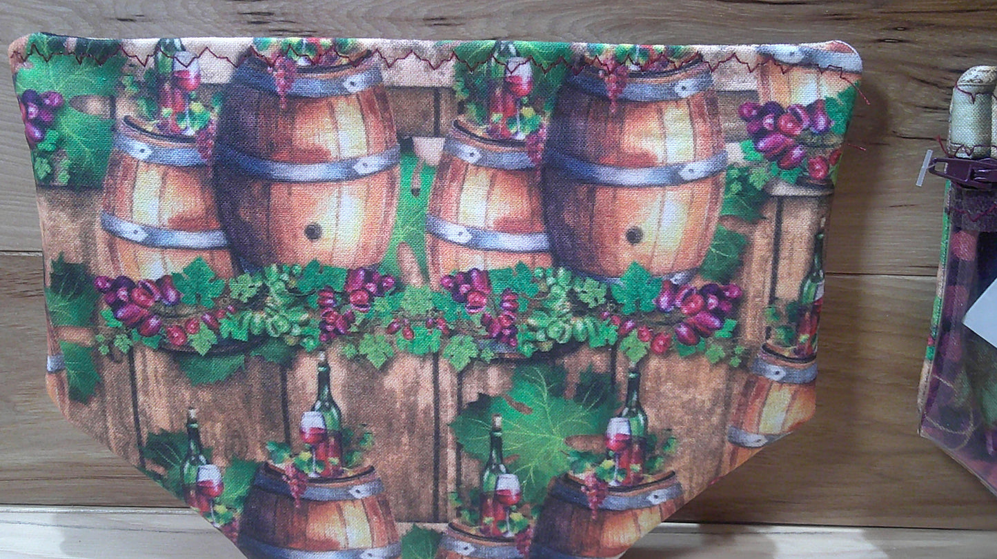 Wine Barrels w/ grapes & wine bottles Bags