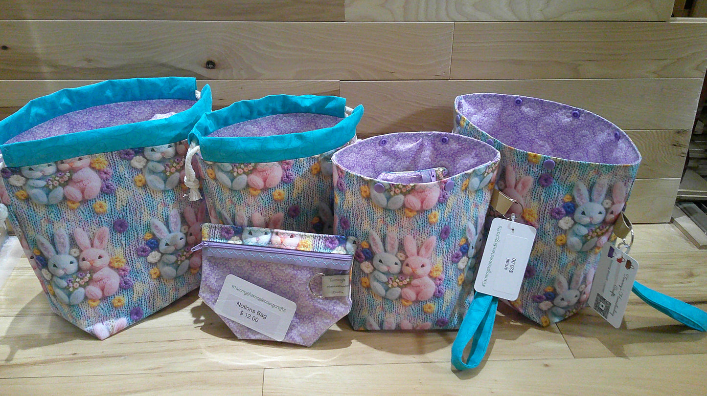 Knitted Love Bunnies ~ project bags