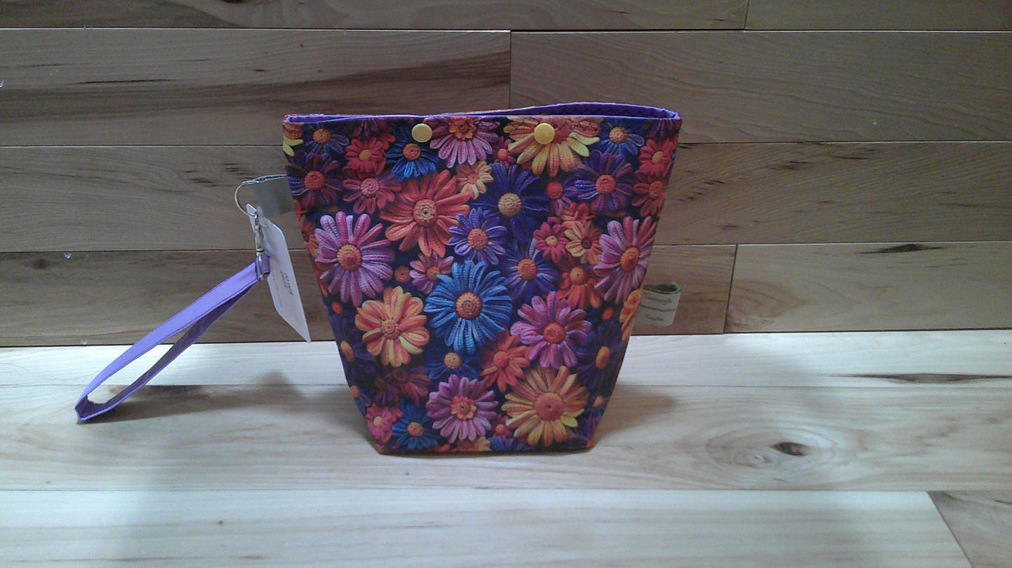 Knitted & Crocheted Small Daisies ~ project bags