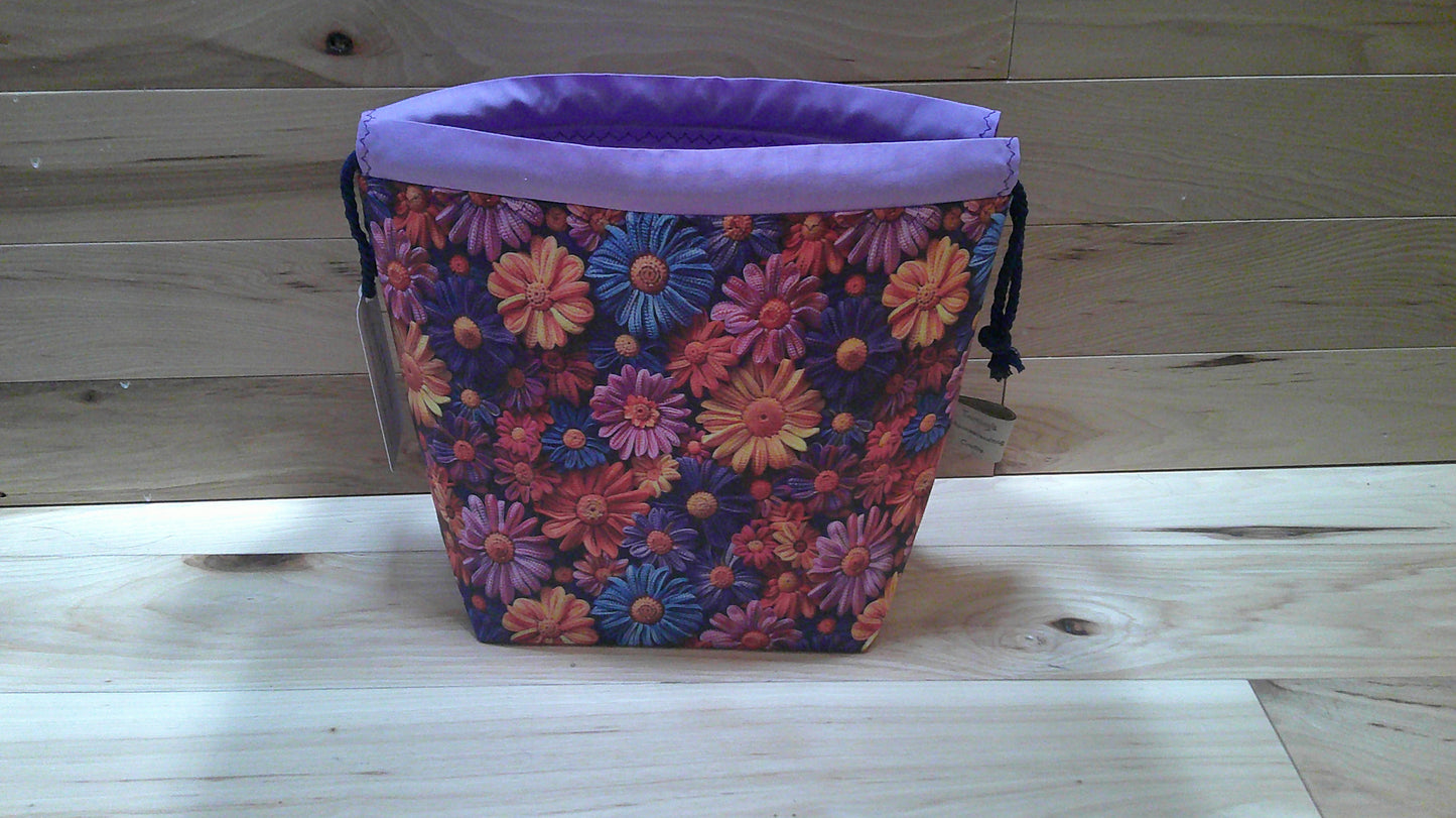 Knitted & Crocheted Small Daisies ~ project bags