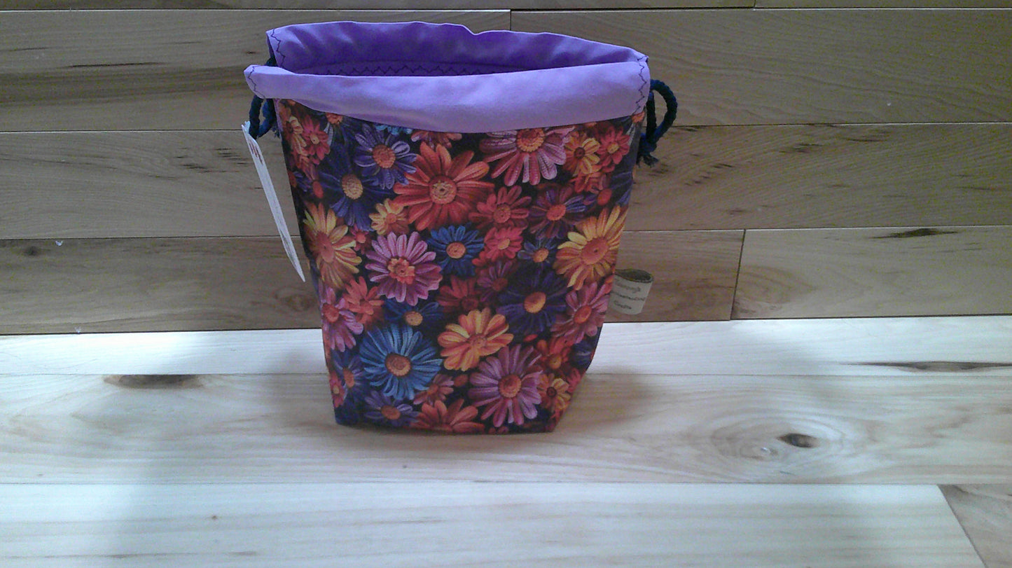 Knitted & Crocheted Small Daisies ~ project bags