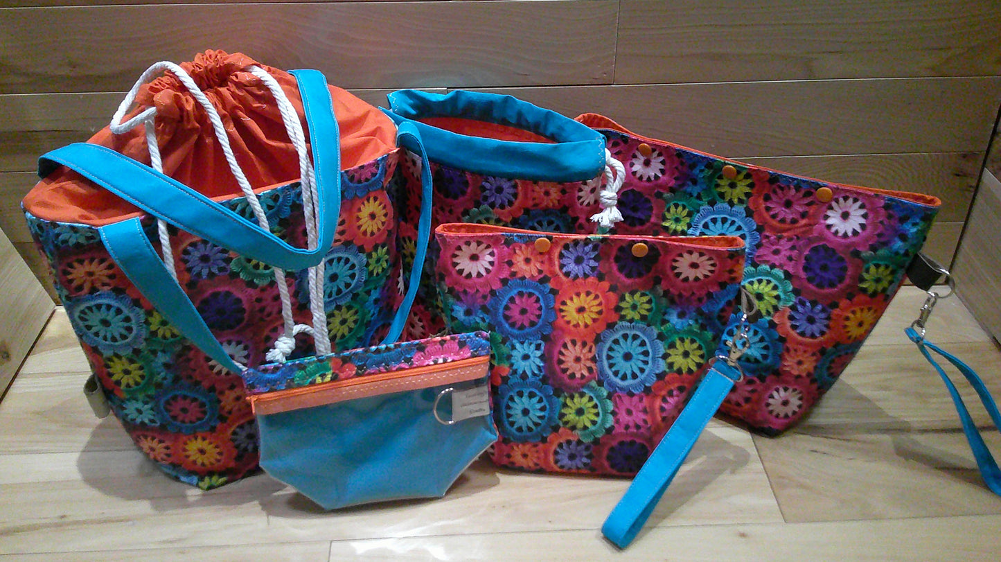 Knitted & Crochet Bright color sun catchers ~ project bags