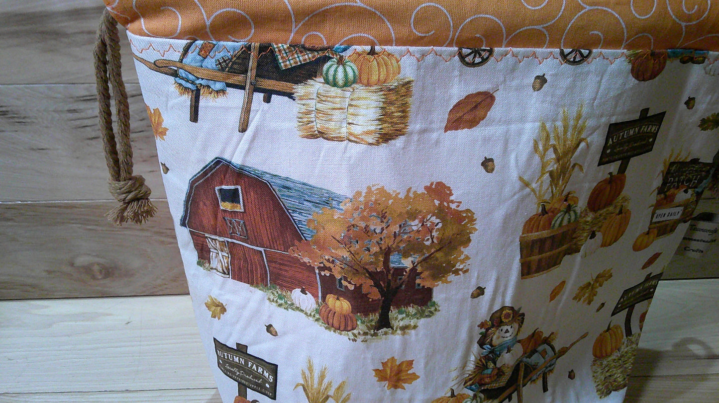 Scarecrow w/ barn & pumpkins ~ project bags