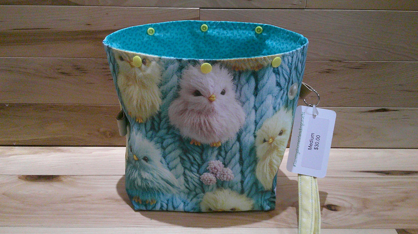Chick's w/ knitting ~ Project bags