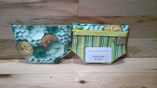 Knitted Shamrocks w/ coins ~ project bags