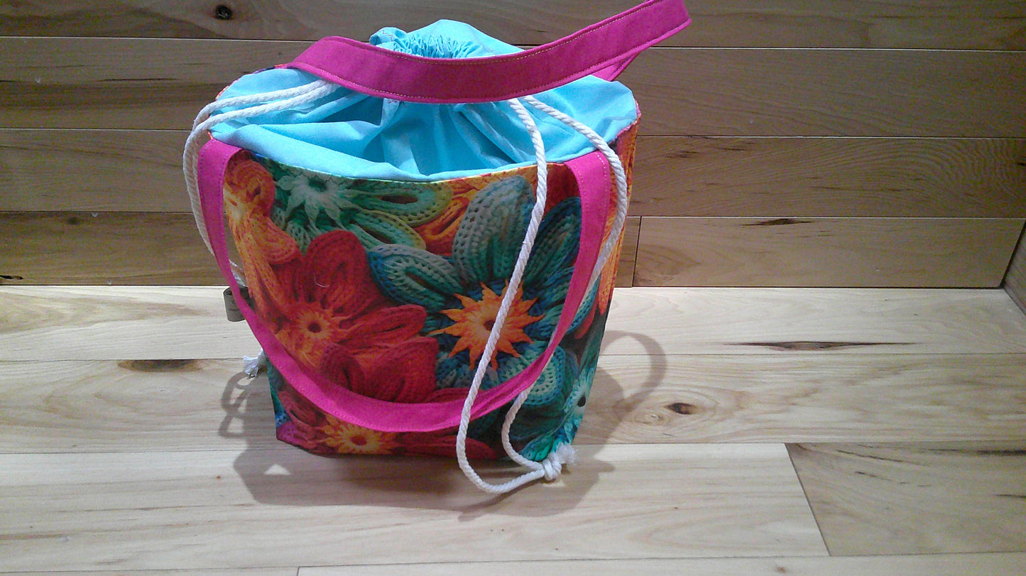 Knitted & Crochet Daisy Flowers ~ project bags