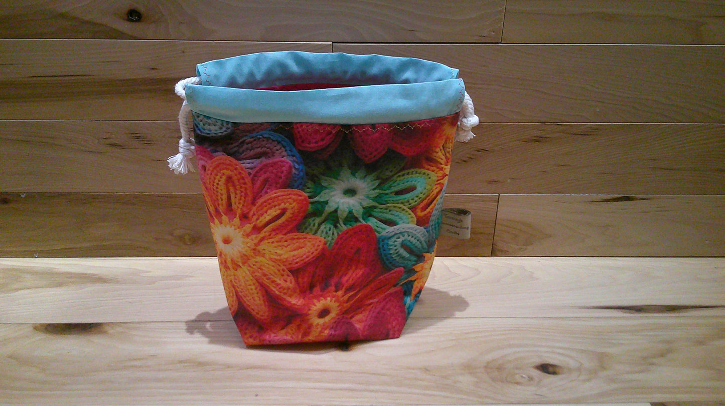 Knitted & Crochet Daisy Flowers ~ project bags