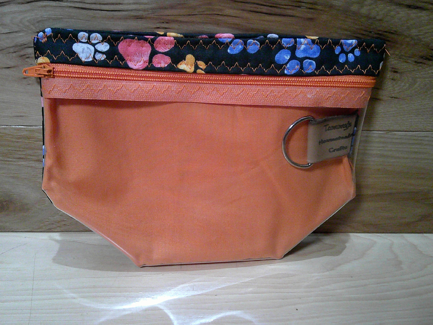 Paw Prints multi colored w/ black & orange ~ project bags