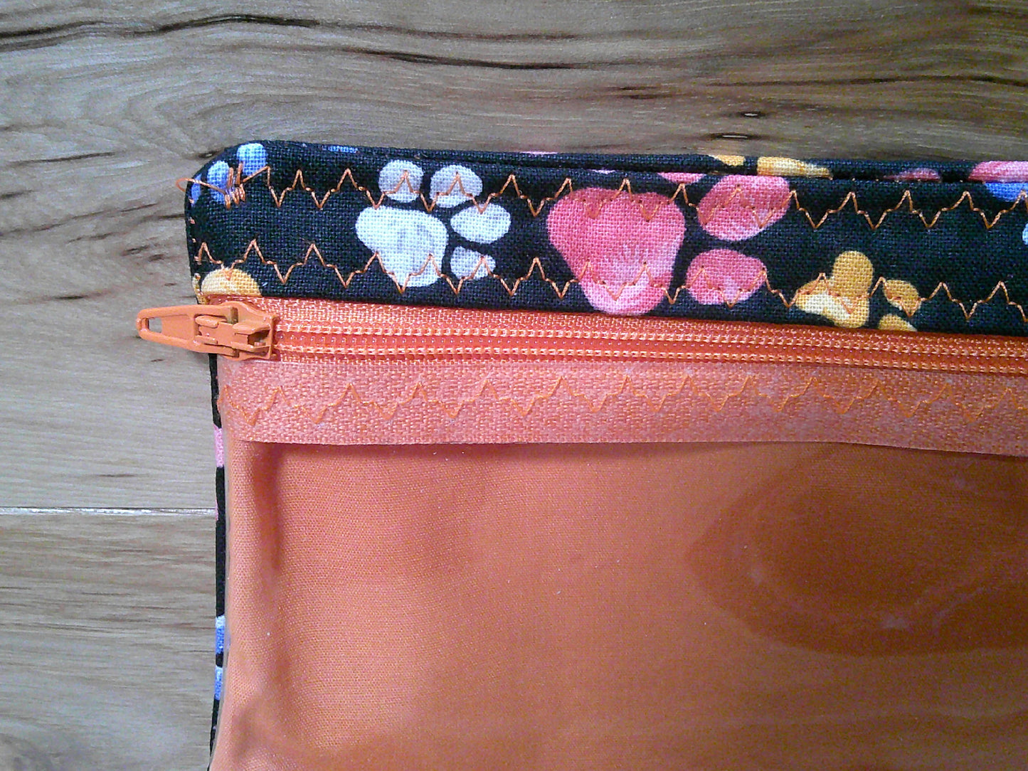 Paw Prints multi colored w/ black & orange ~ project bags