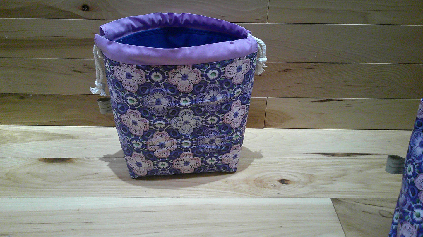 Knitted & Crocheted pansies ~ project bags