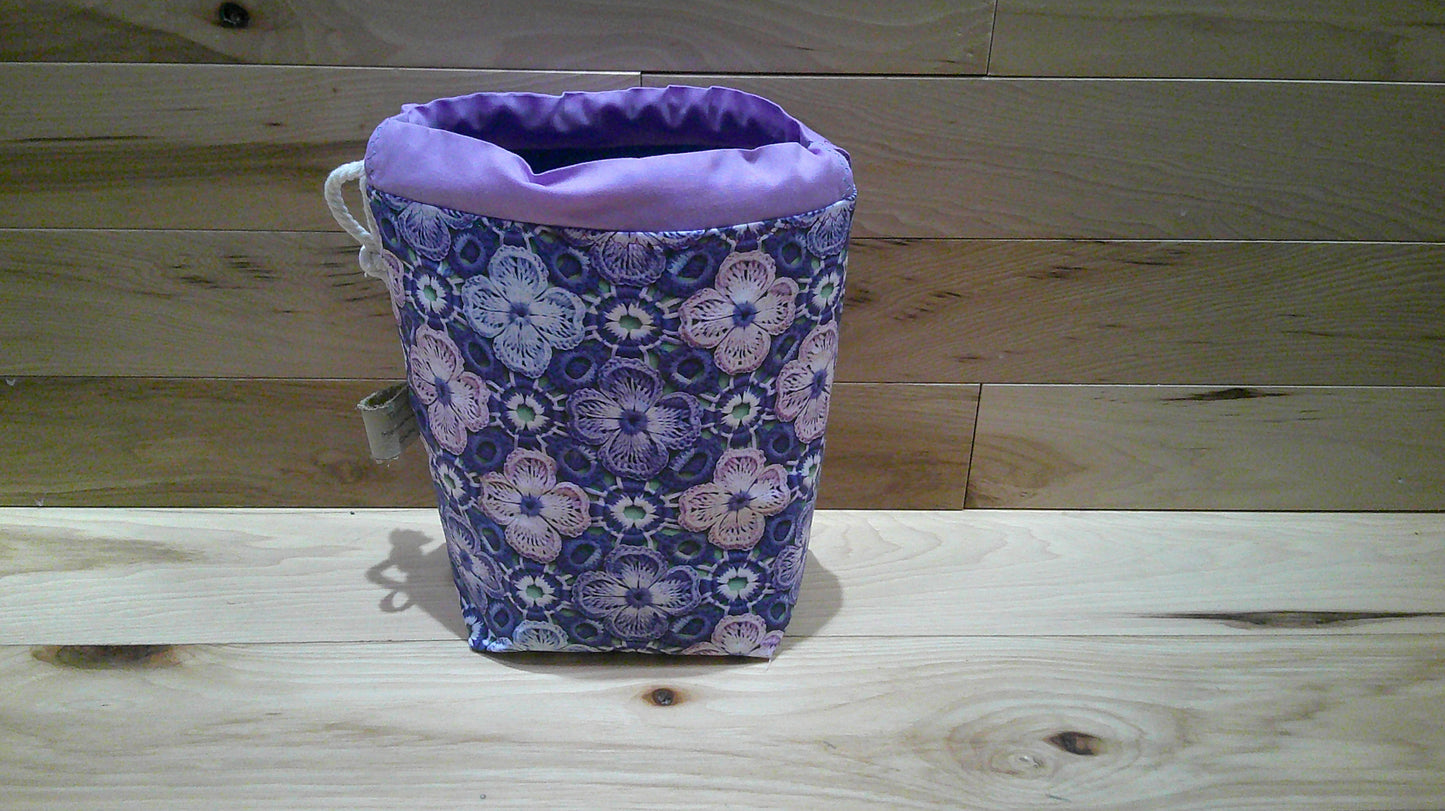 Knitted & Crocheted pansies ~ project bags