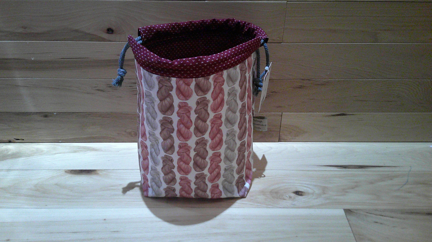 Pink~brown Yarn Skeins- Project bags