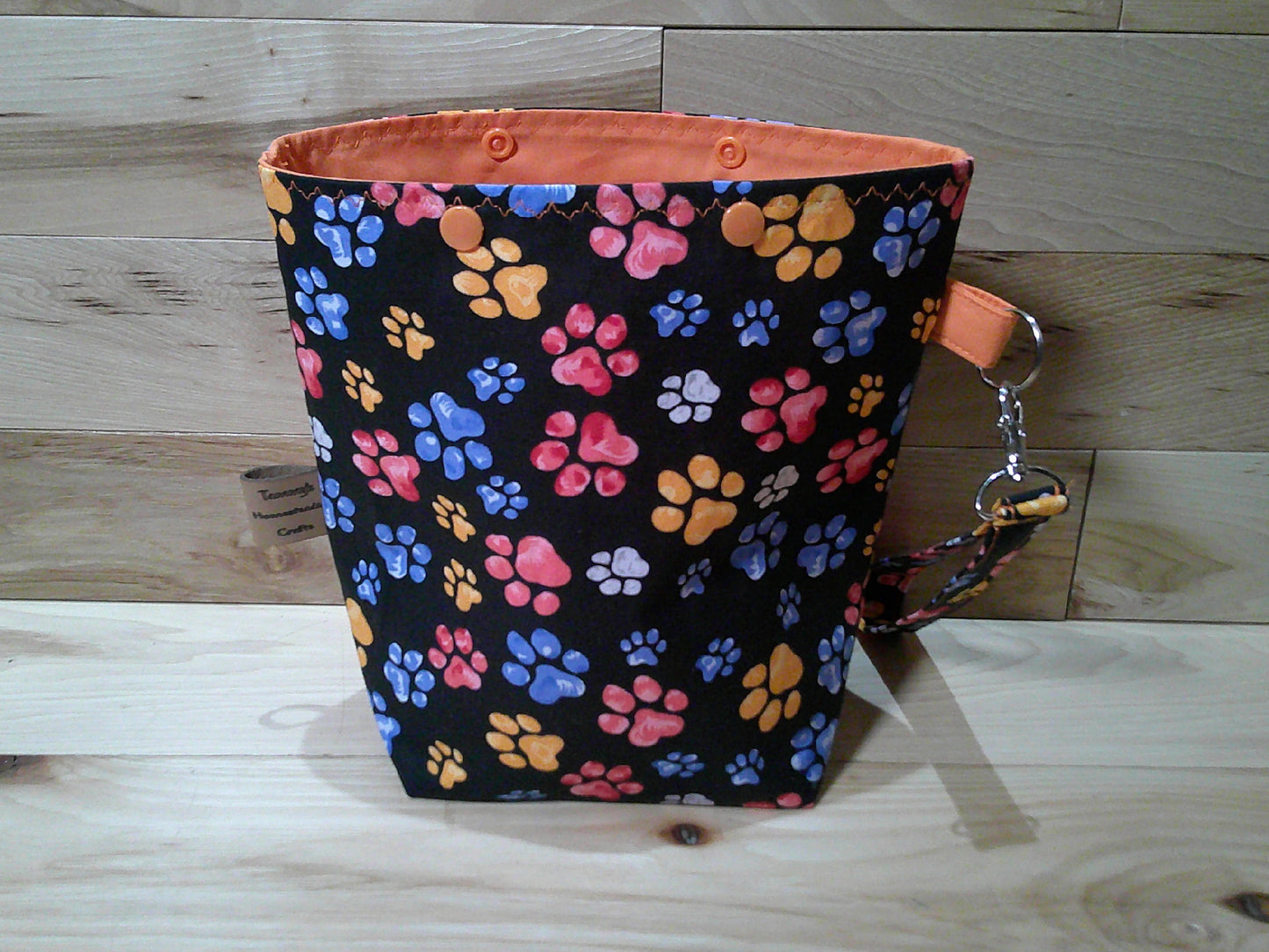 Paw Prints multi colored w/ black & orange ~ project bags