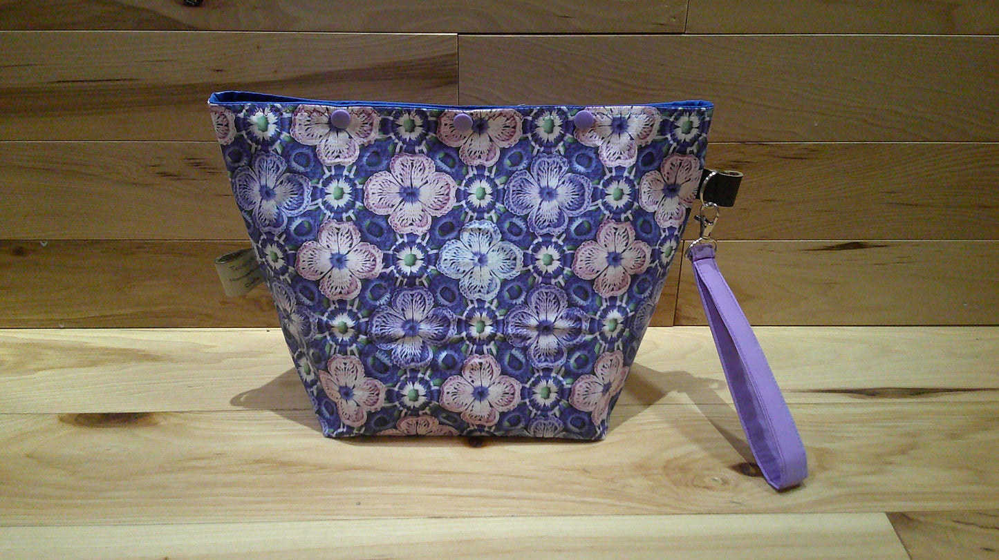 Knitted & Crocheted pansies ~ project bags