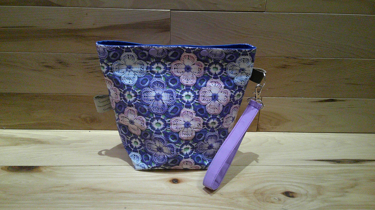 Knitted & Crocheted pansies ~ project bags