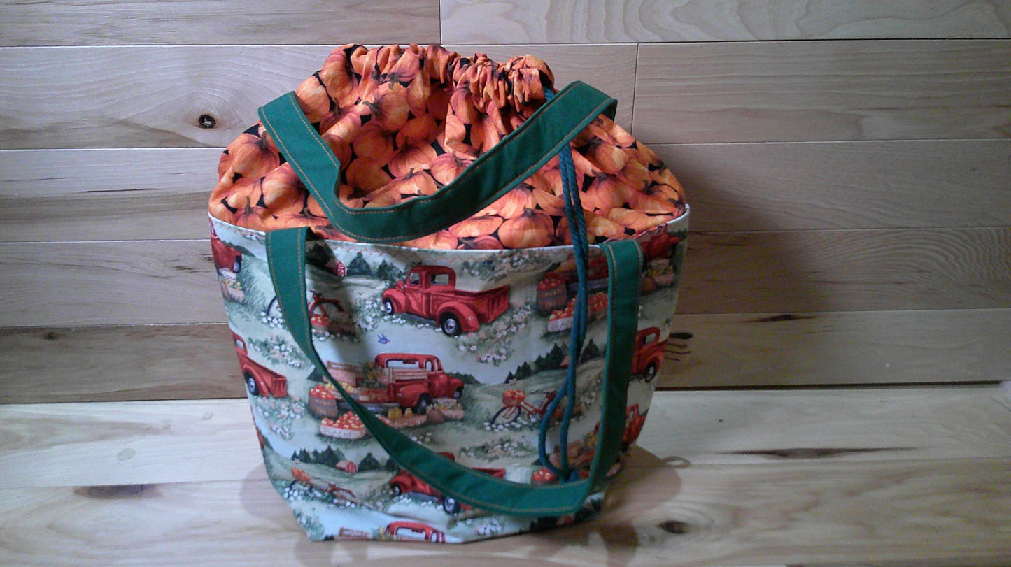 Market Truck Red w/ pumpkins ~ project bags