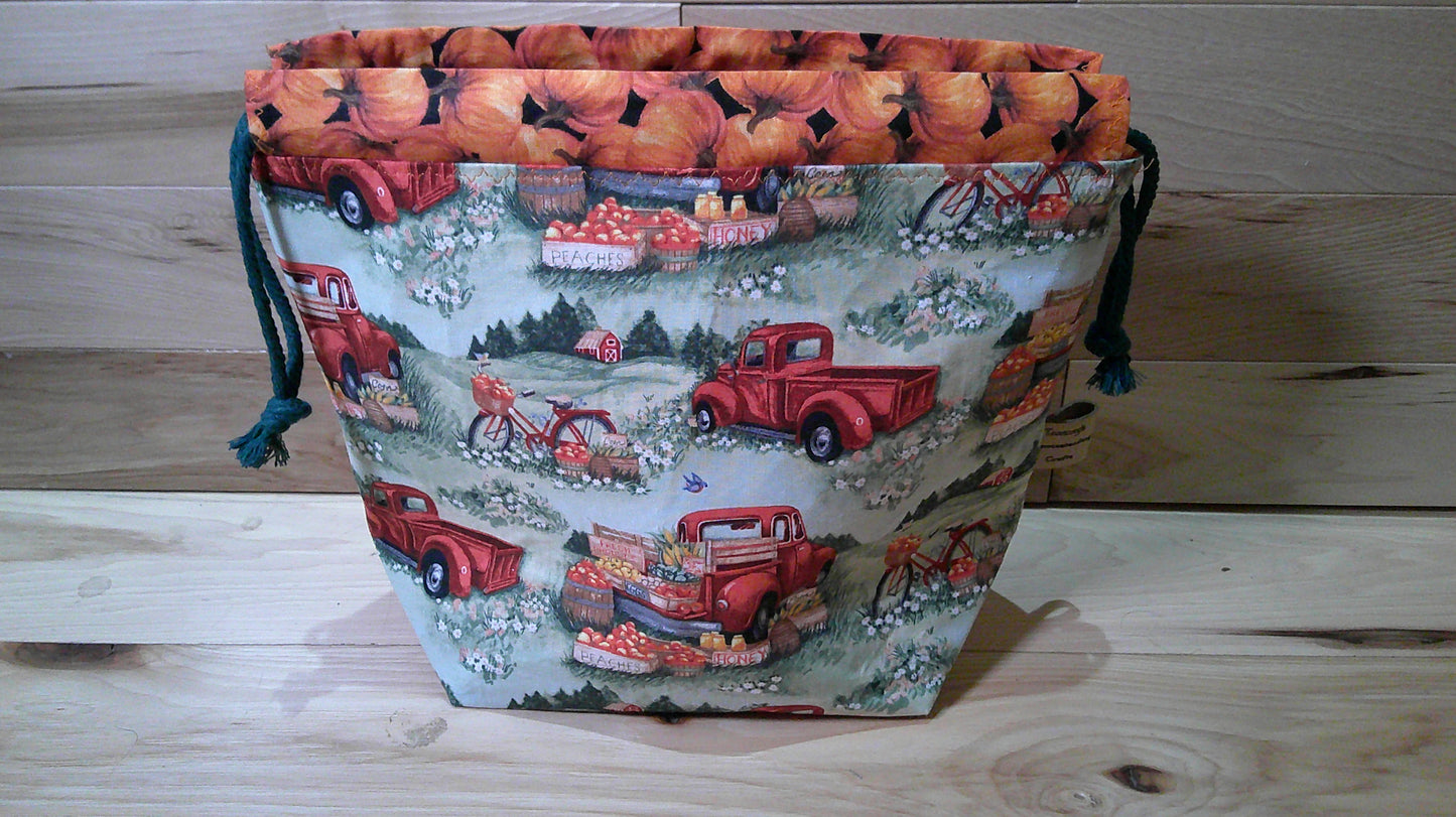 Market Truck Red w/ pumpkins ~ project bags