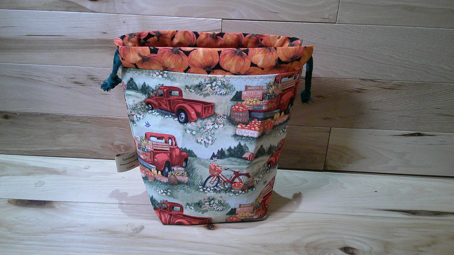 Market Truck Red w/ pumpkins ~ project bags