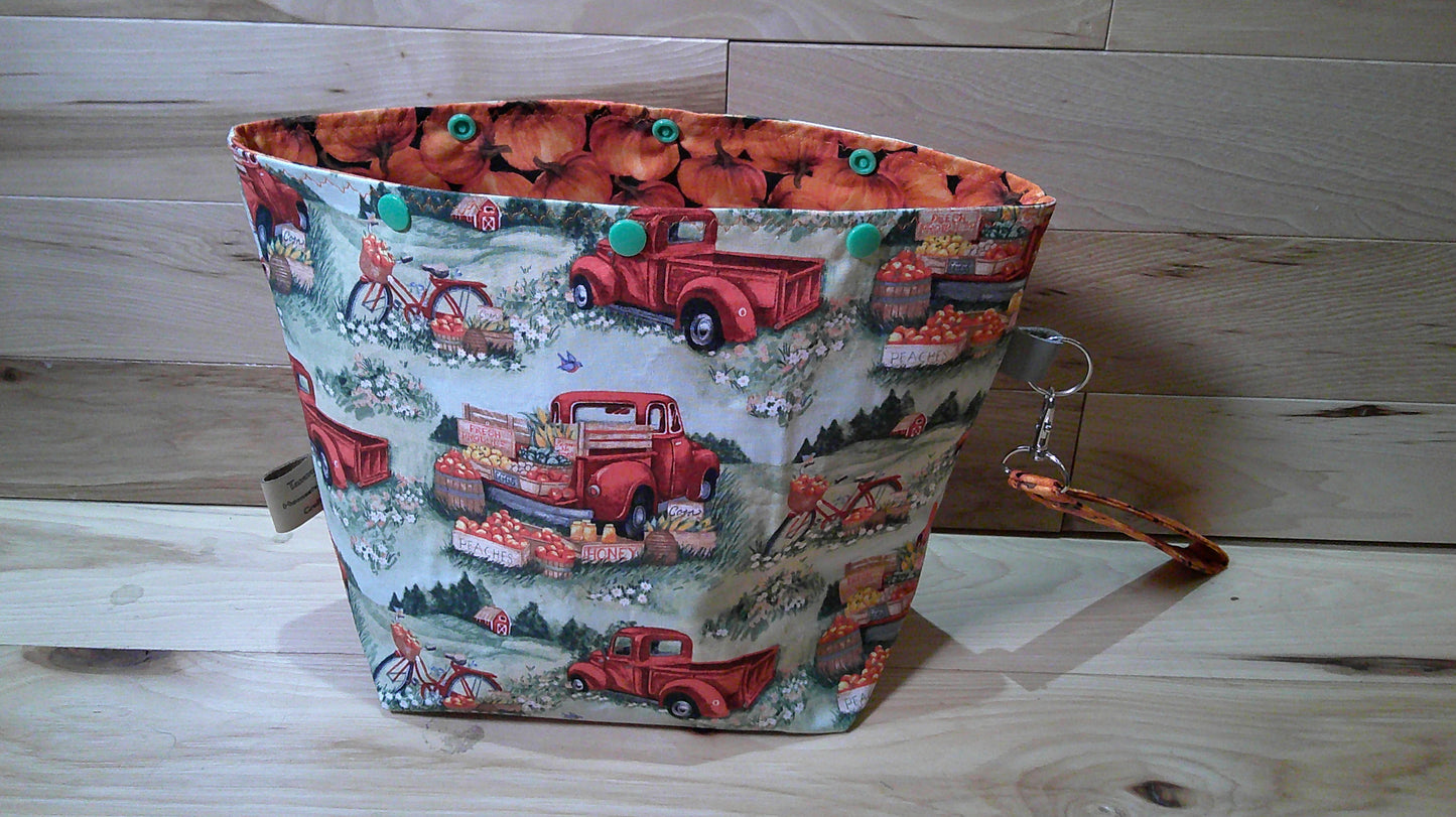 Market Truck Red w/ pumpkins ~ project bags