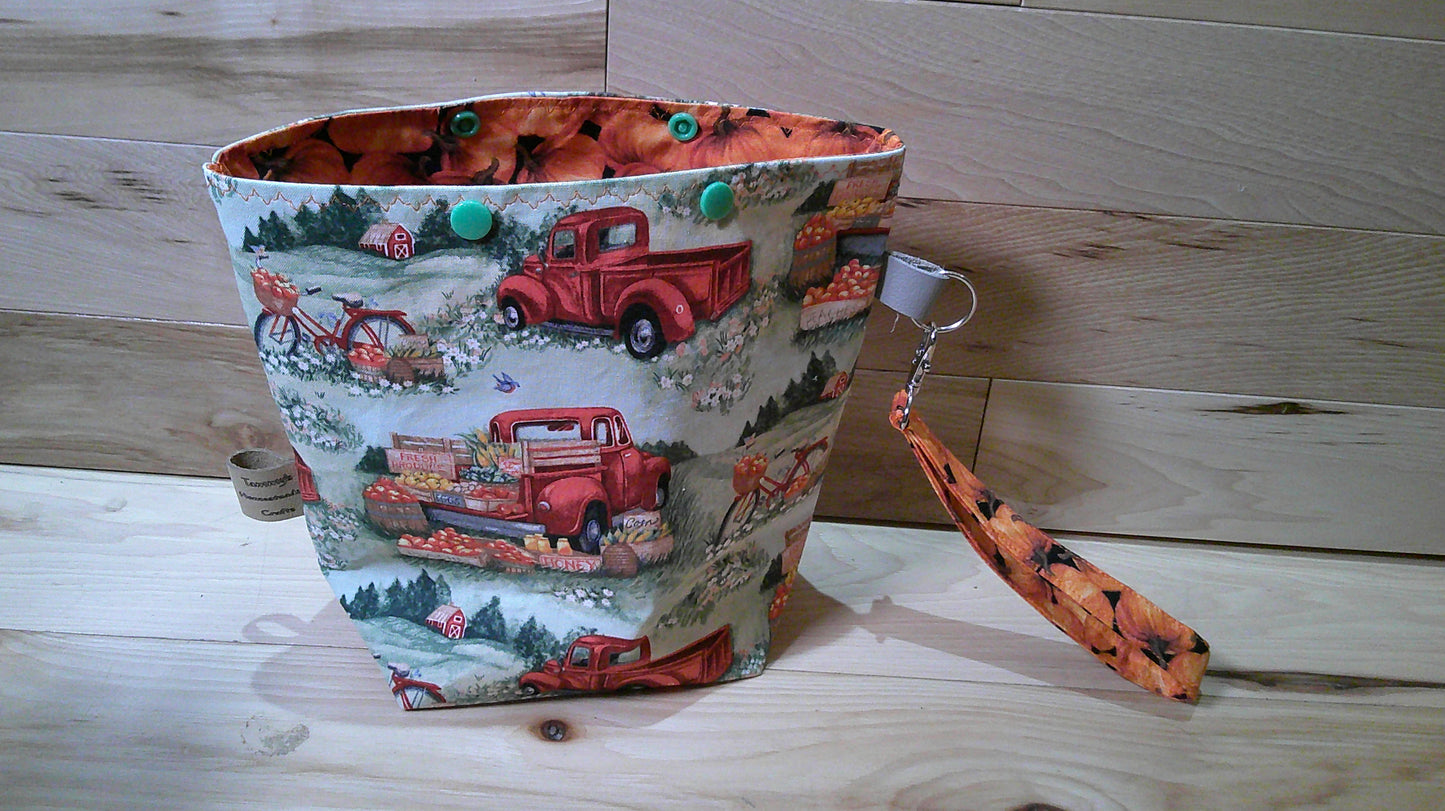 Market Truck Red w/ pumpkins ~ project bags