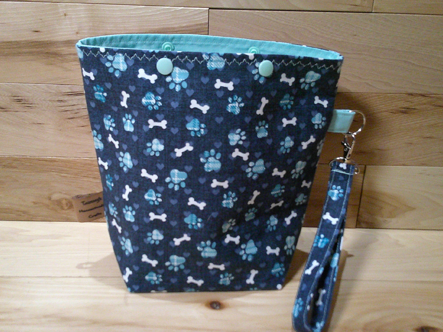 Paw print & bones w/ blue & aqua ~ project bags