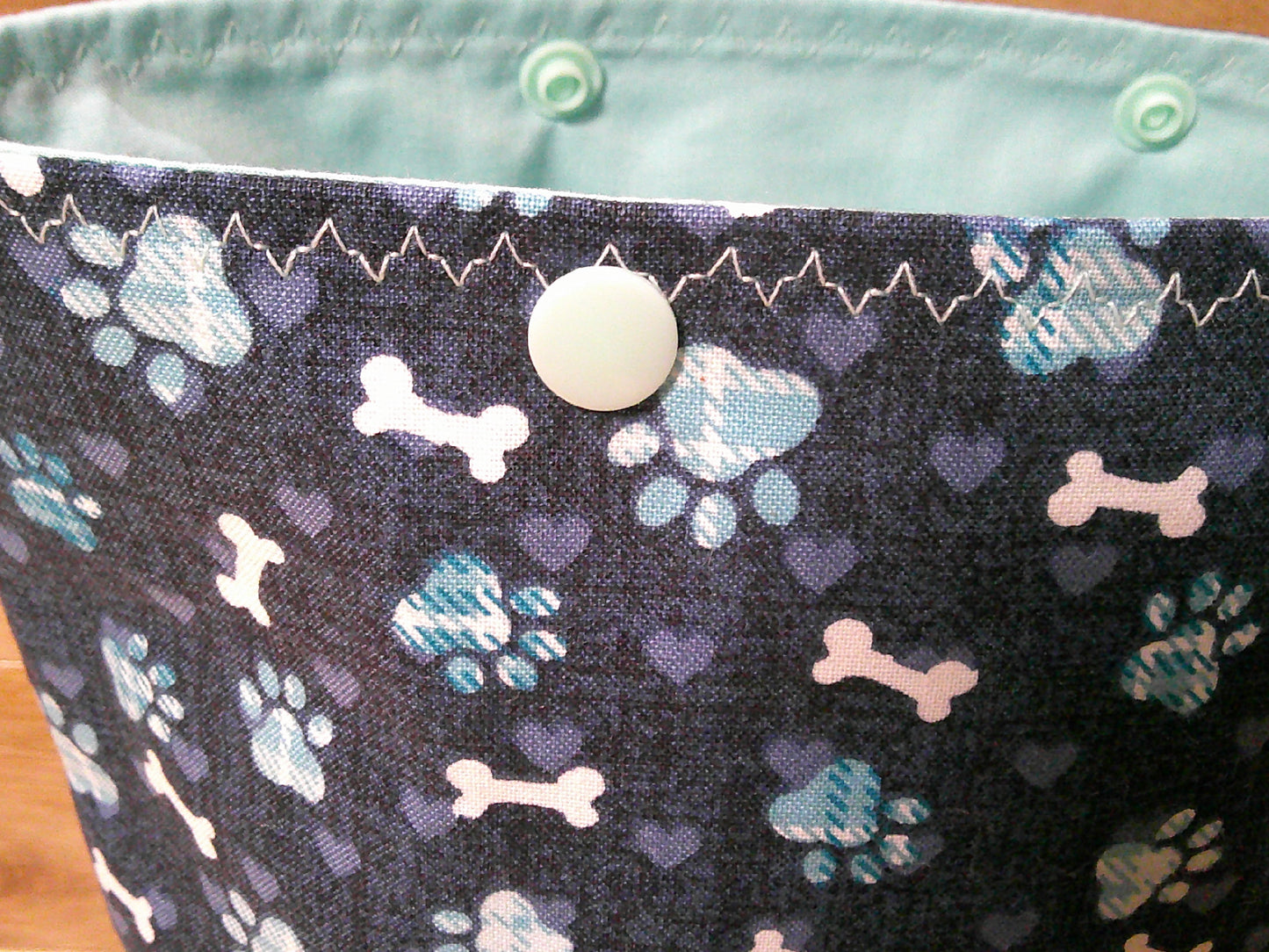 Paw print & bones w/ blue & aqua ~ project bags