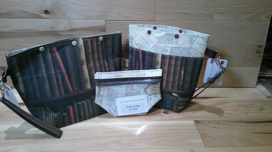 Book on bookshelf w/ word inside ~ project bags