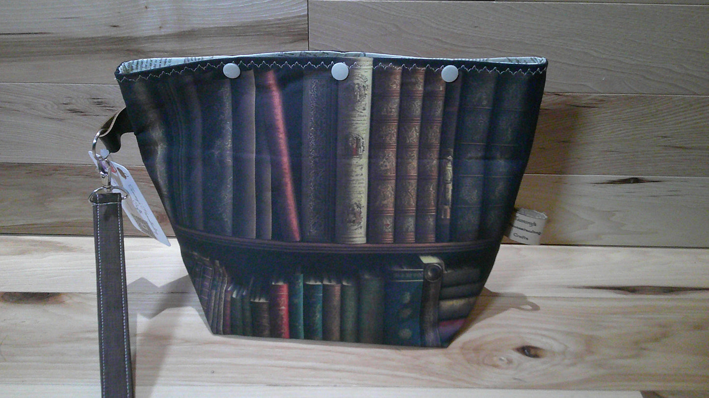 Book on bookshelf w/ word inside ~ project bags